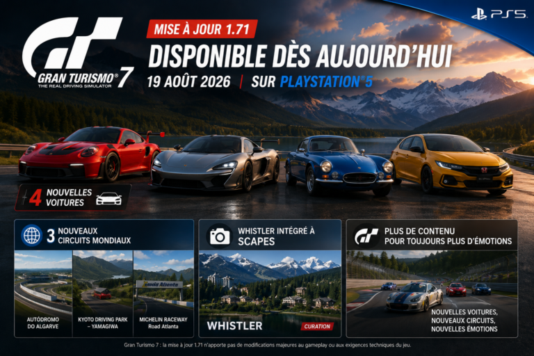 Gran Turismo 7 – mise à jour 1.71 sur PS5 avec quatre nouvelles voitures, trois nouveaux circuits et Whistler dans Scapes.